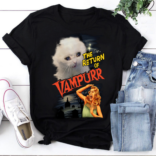 Vampurr Cat Shirt, Vintage Halloween Shirt