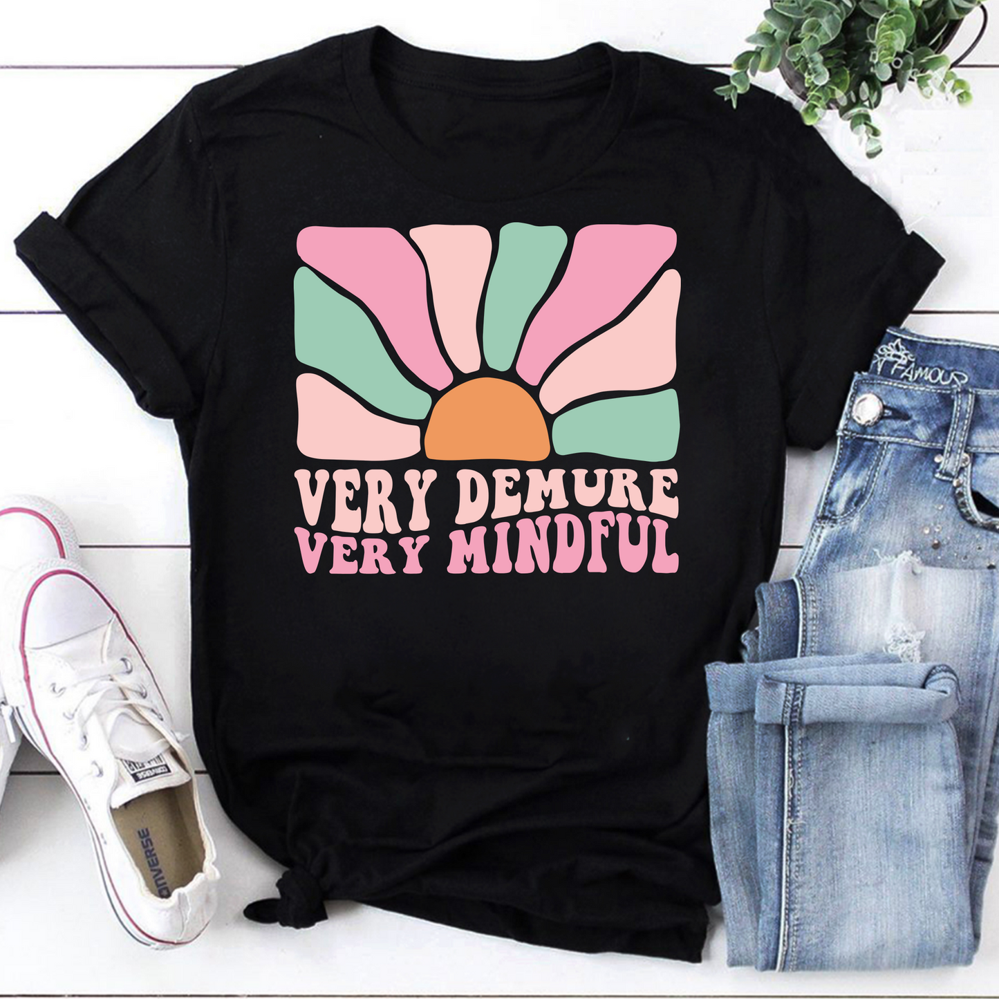 Very Demure Very Mindful Floral Vintage T-Shirt