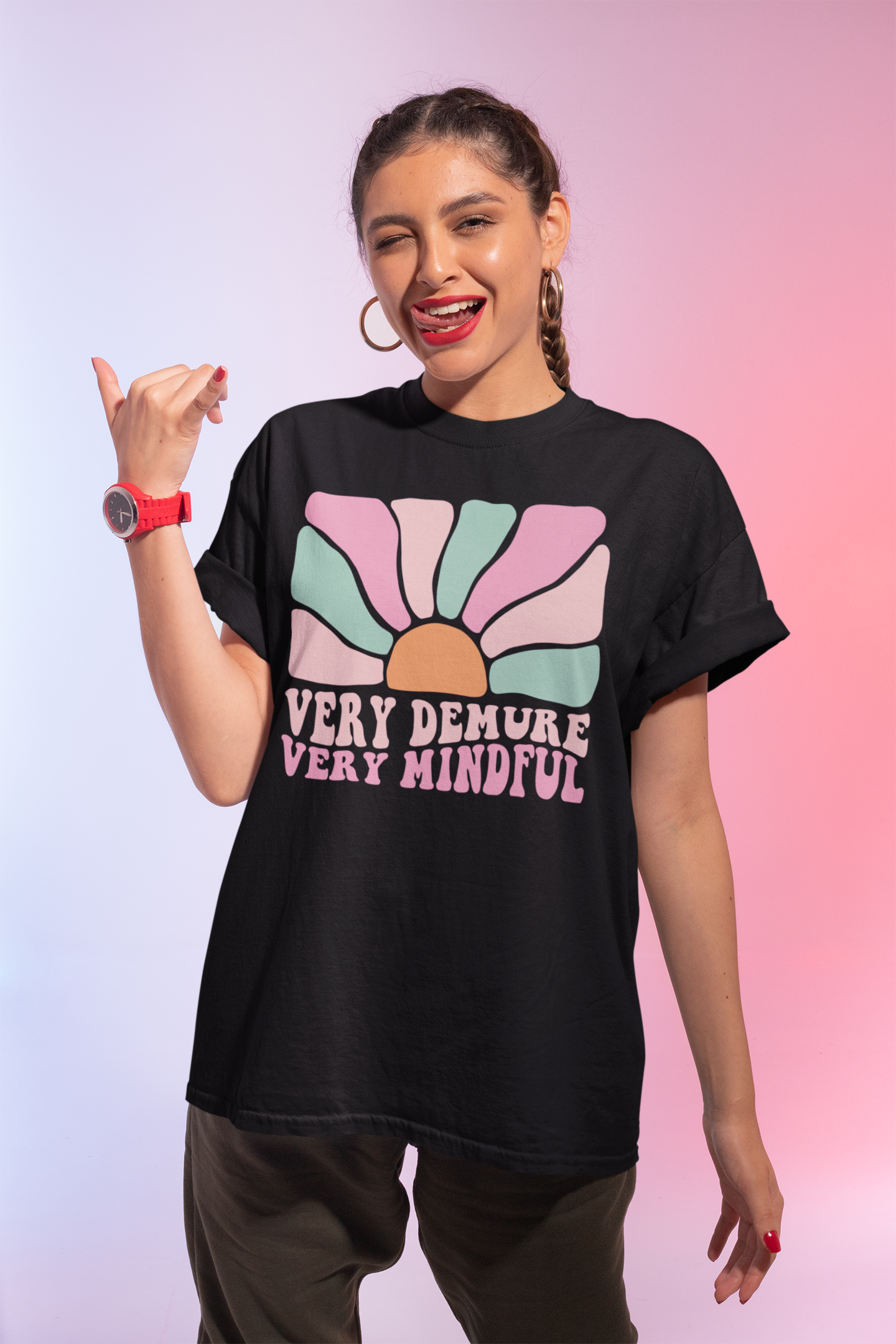 Very Demure Very Mindful Floral Vintage T-Shirt