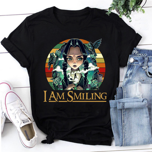 Wednesday Addams I Am Smiling Vintage T-Shirt, Wednesday Addams Shirt