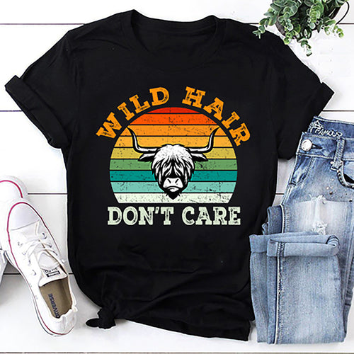 Wild Hair Don't Care Cow For Scottish Highland Cattle Unisex T-Shirt