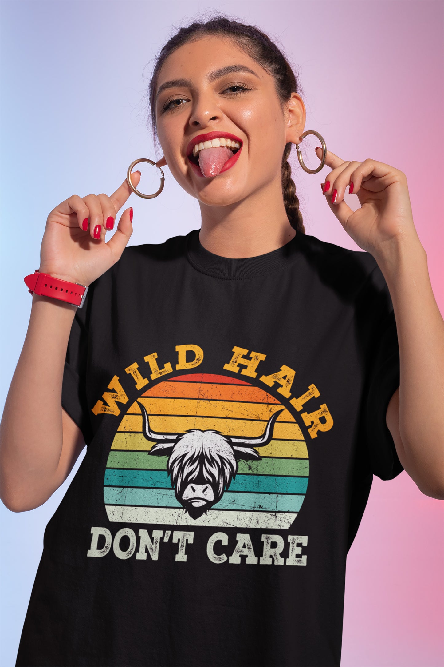 Wild Hair Don't Care Cow For Scottish Highland Cattle Unisex T-Shirt