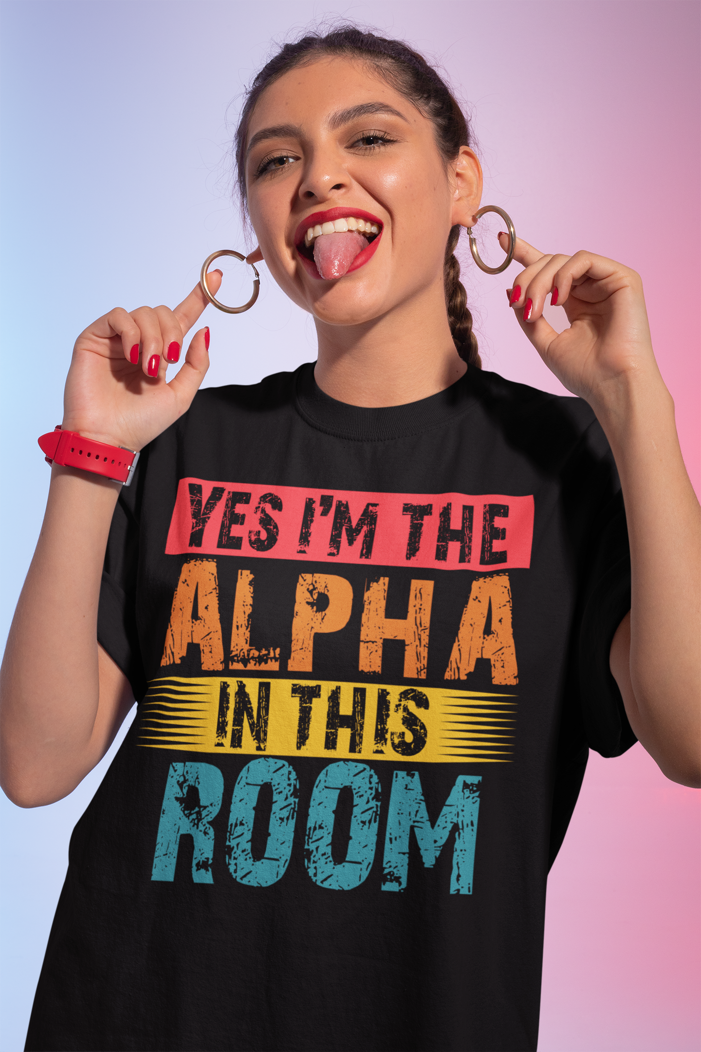 Yes Im The Alpha In This Room Vintage Retro Shirt