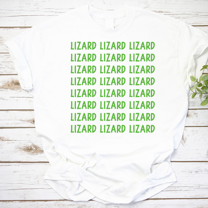Funny Repetitive Lizard Text T-Shirt - Cute Green Lizard Pattern Tee