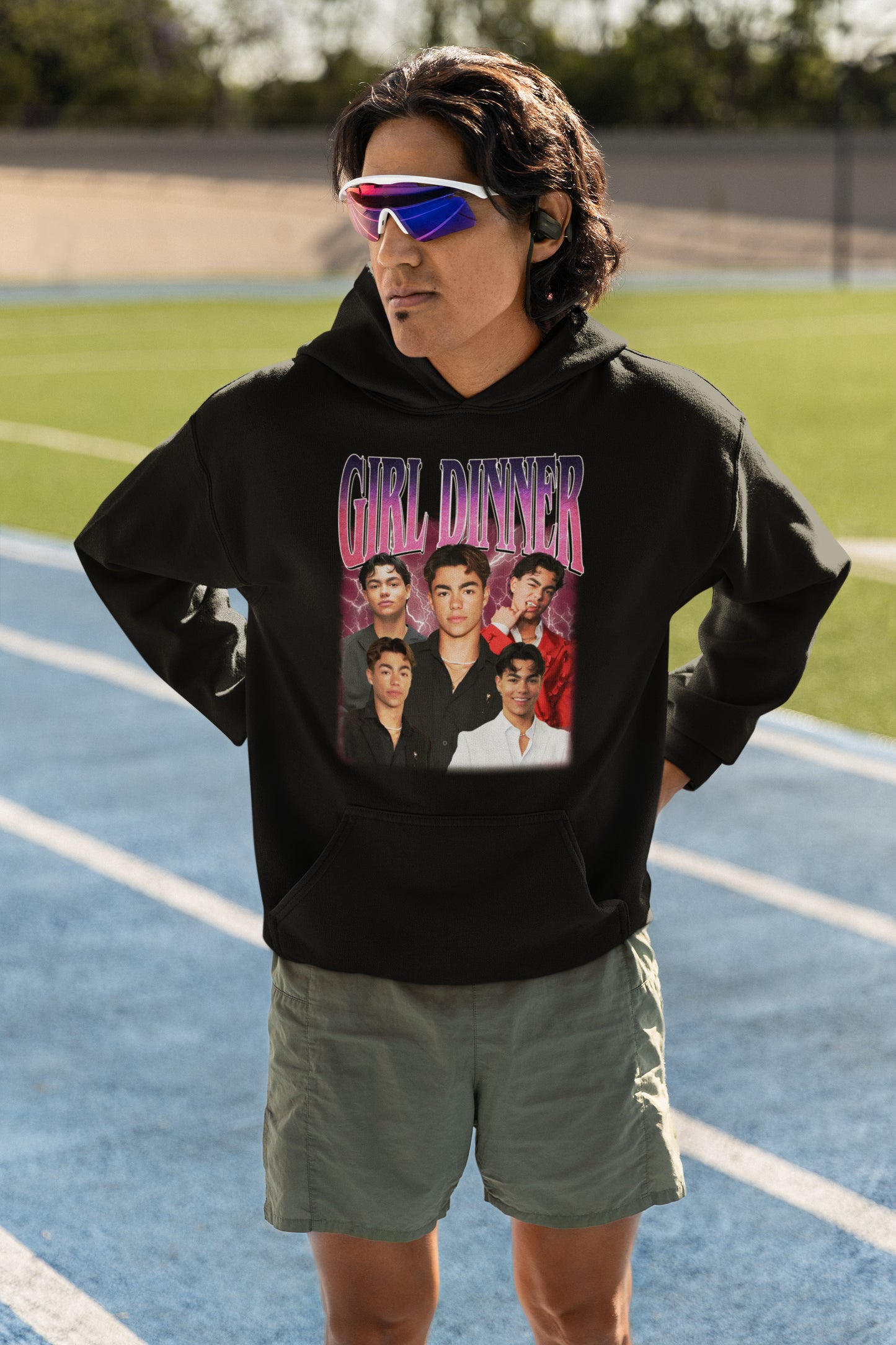 Girl Dinner Celebrity Collage Black Hoodie - Trendy Casual Streetwear