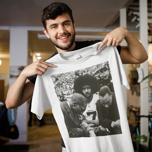 Colin Kaepernick Iconic Kneeling Protest Black and White Graphic Tee