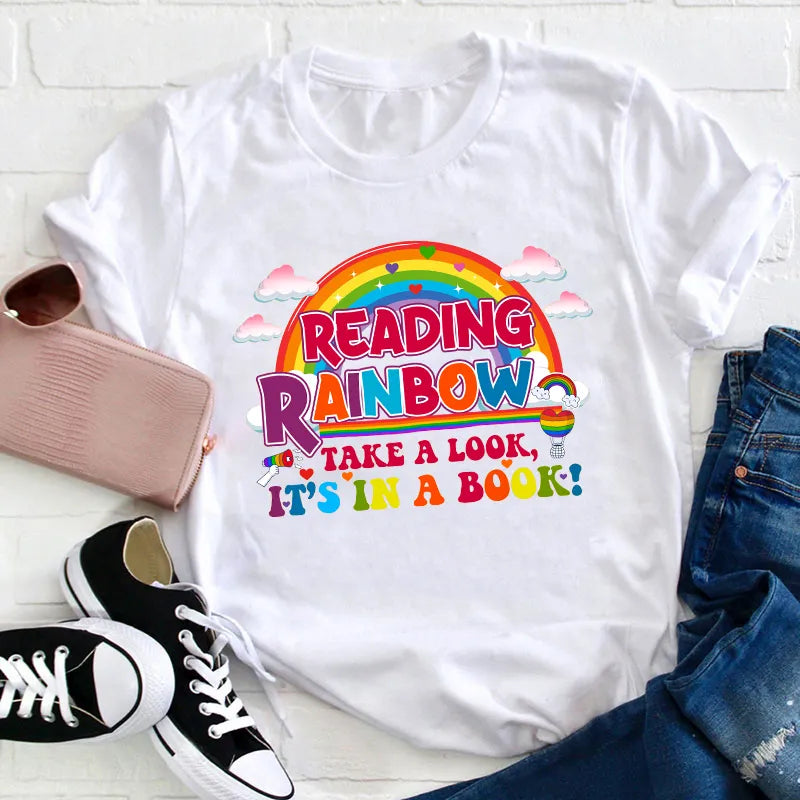 Reading Rainbow Colorful Kids Book Lover T-Shirt