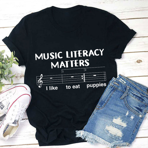 Music Literacy Matters Funny Music Note T-Shirt for Music Teachers
