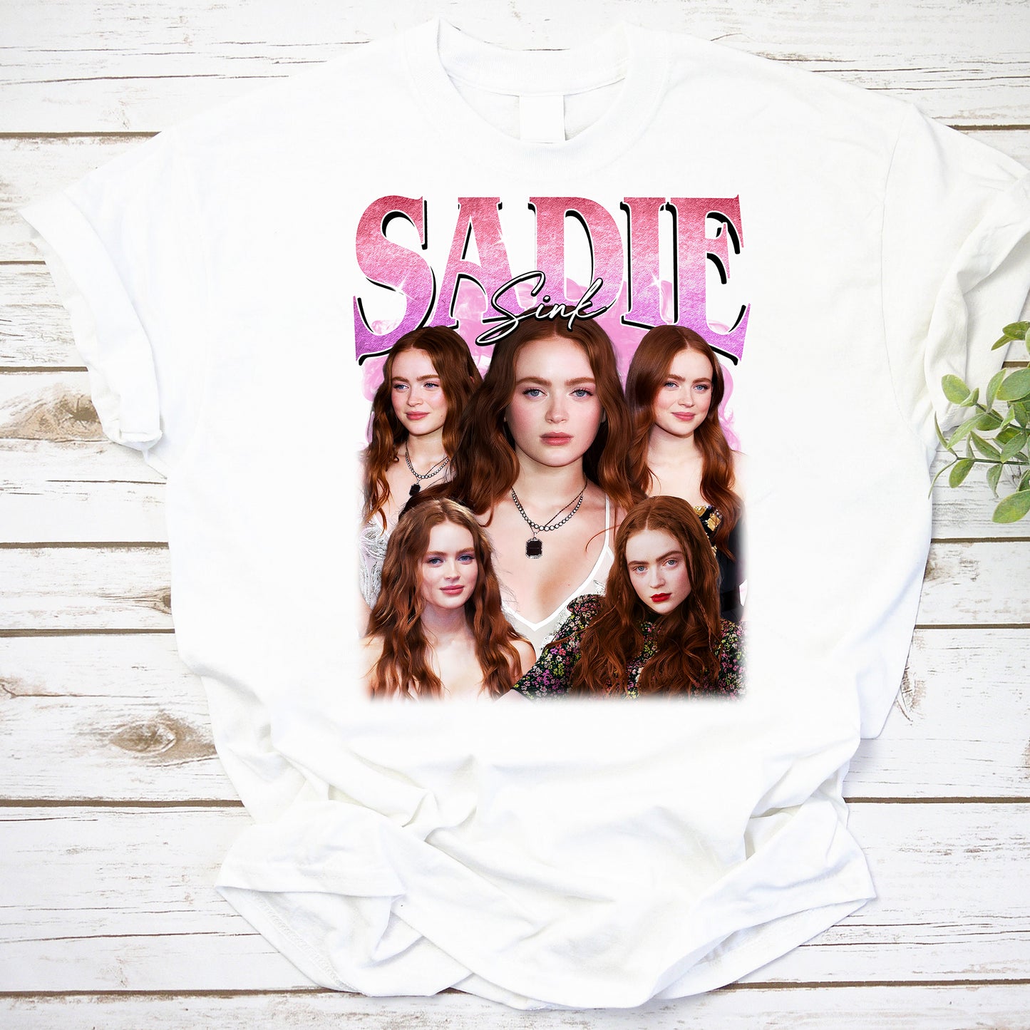Sadie Sink Collage Vintage Style T-Shirt for Fans