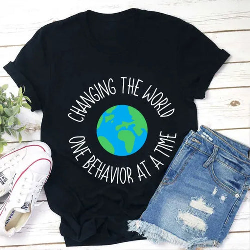 Changing The World One Behavior At A Time Earth Shirt Eco-Friendly Tee