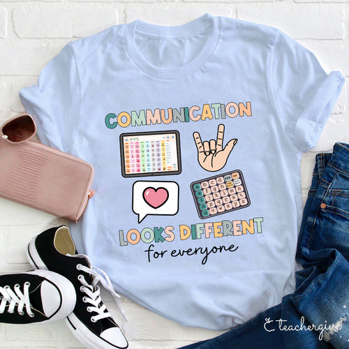 Communication Looks Different for Everyone T-Shirt | AAC & Sign Language Awareness Tee