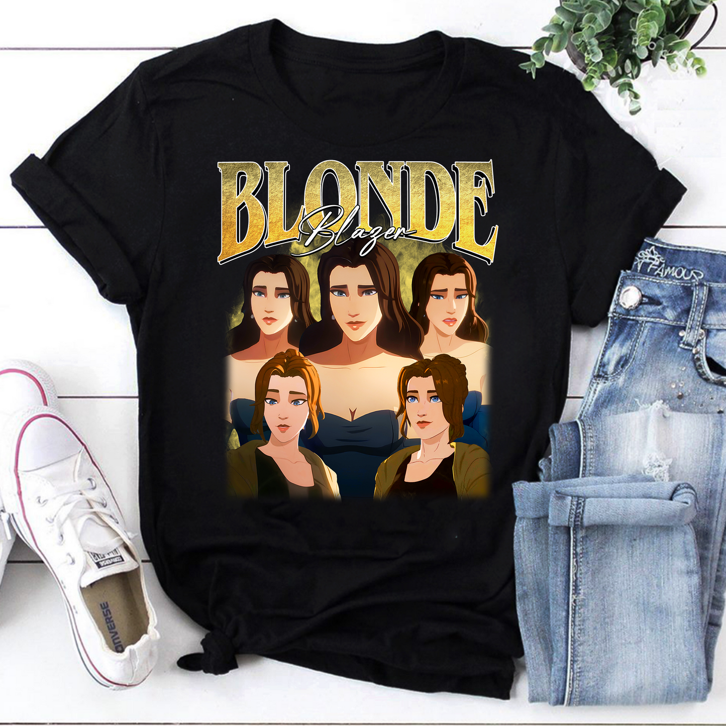 Blonde Blazer Character Art Shirt – Unique Graphic Tee for Fans