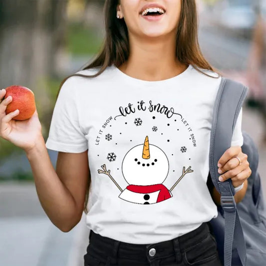 Let It Snow Snowman T-Shirt | Cute Winter Holiday Graphic Tee