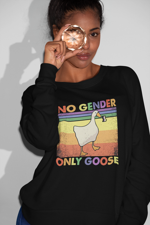 No Gender Only Goose Rainbow Sweatshirt - Inclusive Pride Animal Lover Tee