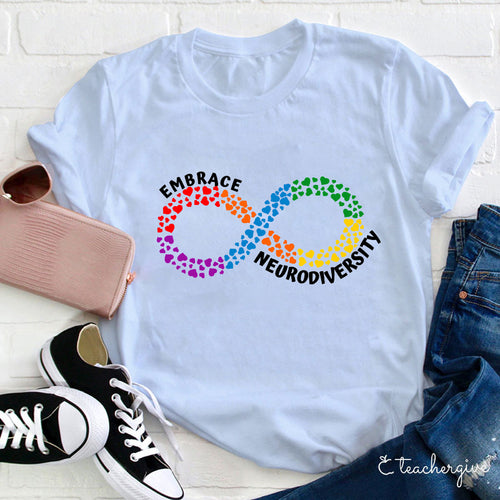 Embrace Neurodiversity Infinity Symbol Rainbow T-Shirt