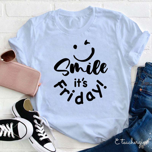 Smile It's Friday Funny Casual White Tee for Weekend Vibes