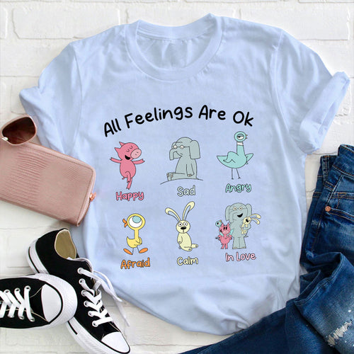 All Feelings Are OK Cute Emotional Awareness Graphic Tee