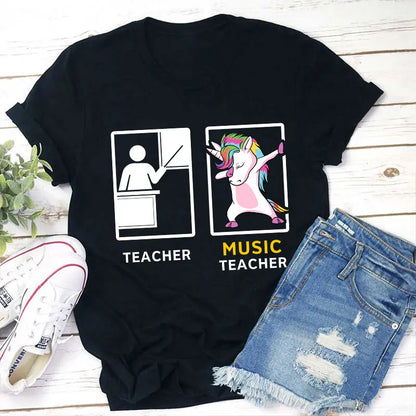 Funny Music Teacher Shirt with Dabbing Unicorn Graphic