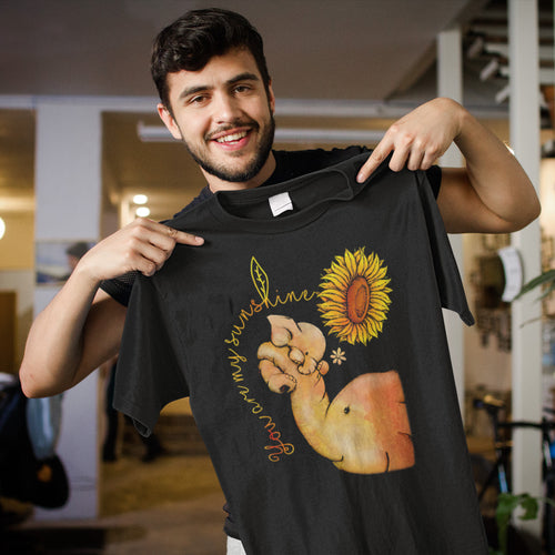 You Are My Sunshine Elephant and Sunflower Cute Animal T-Shirt