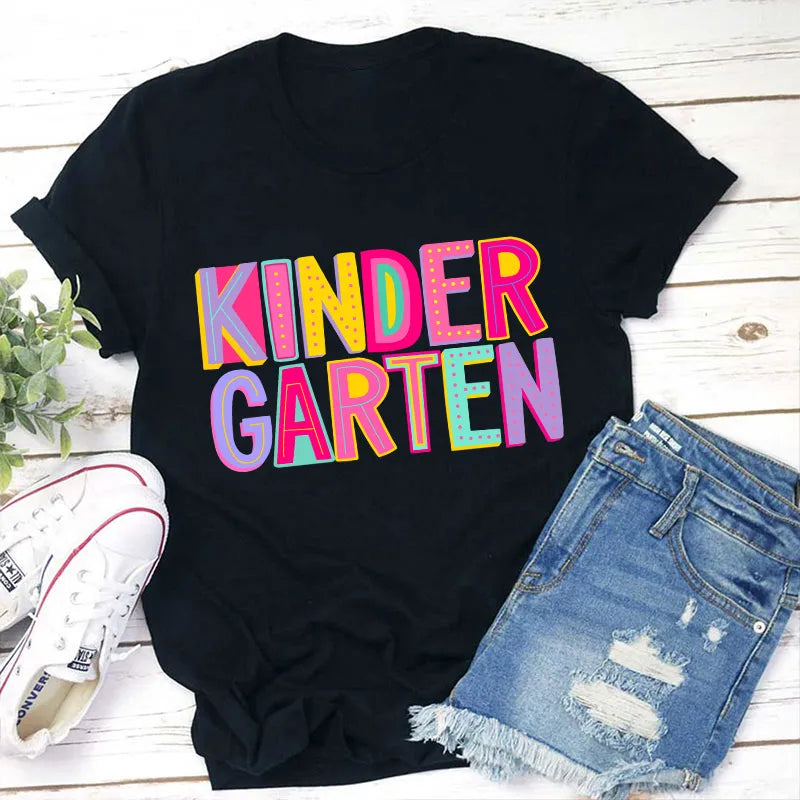 Colorful Kindergarten Graphic T-Shirt | Back to School Kids Tee