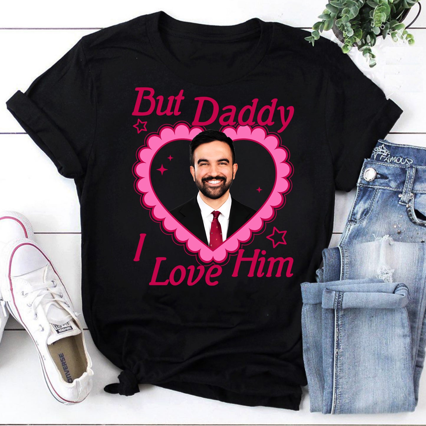 Personalized Heart-Shaped Photo Dad T-Shirt - Love Him Gift for Father's Day or Birthday