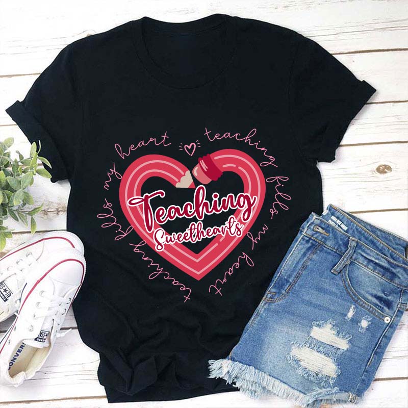 Teaching Sweethearts Heart Graphic Tee for Teachers