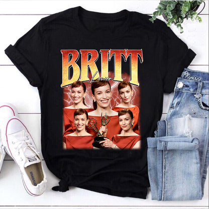 Britt Lower T-Shirt - Emmy Winner Collage Fan Tee in Black