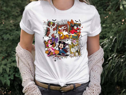 Halloween Disney Cartoon Characters Shirt - Mickey, Minnie & Friends Spooky Tee