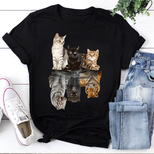 Cat Reflection Shirt - Cute Kittens with Fierce Tiger Reflection T-Shirt