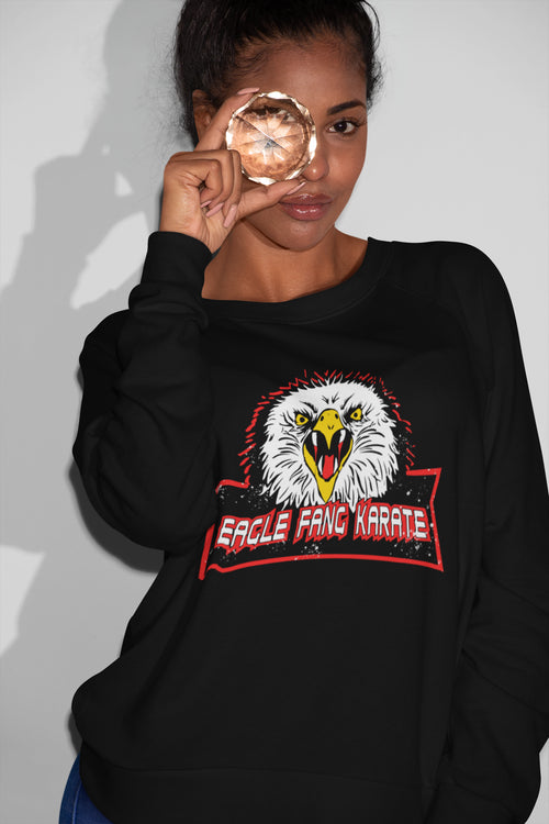Eagle Fang Karate Logo Black Sweatshirt - Retro Martial Arts Hoodie