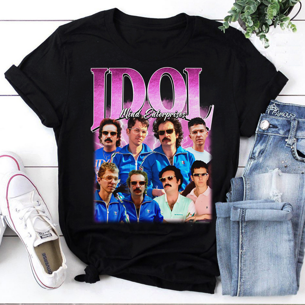 IDOL Mind Enterprises Graphic Retro T-Shirt Vintage Inspired Blue Track Jacket Design