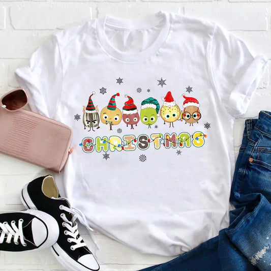 Cute Christmas Ornament Characters Holiday Tee - Festive Christmas T-Shirt
