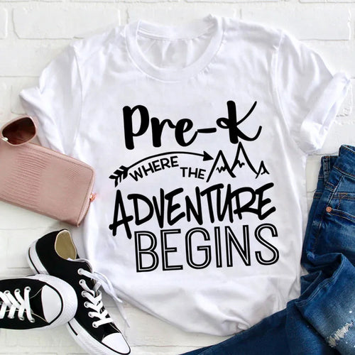 Pre-K Adventure Begins T-Shirt - Kindergarten Back to School Tee