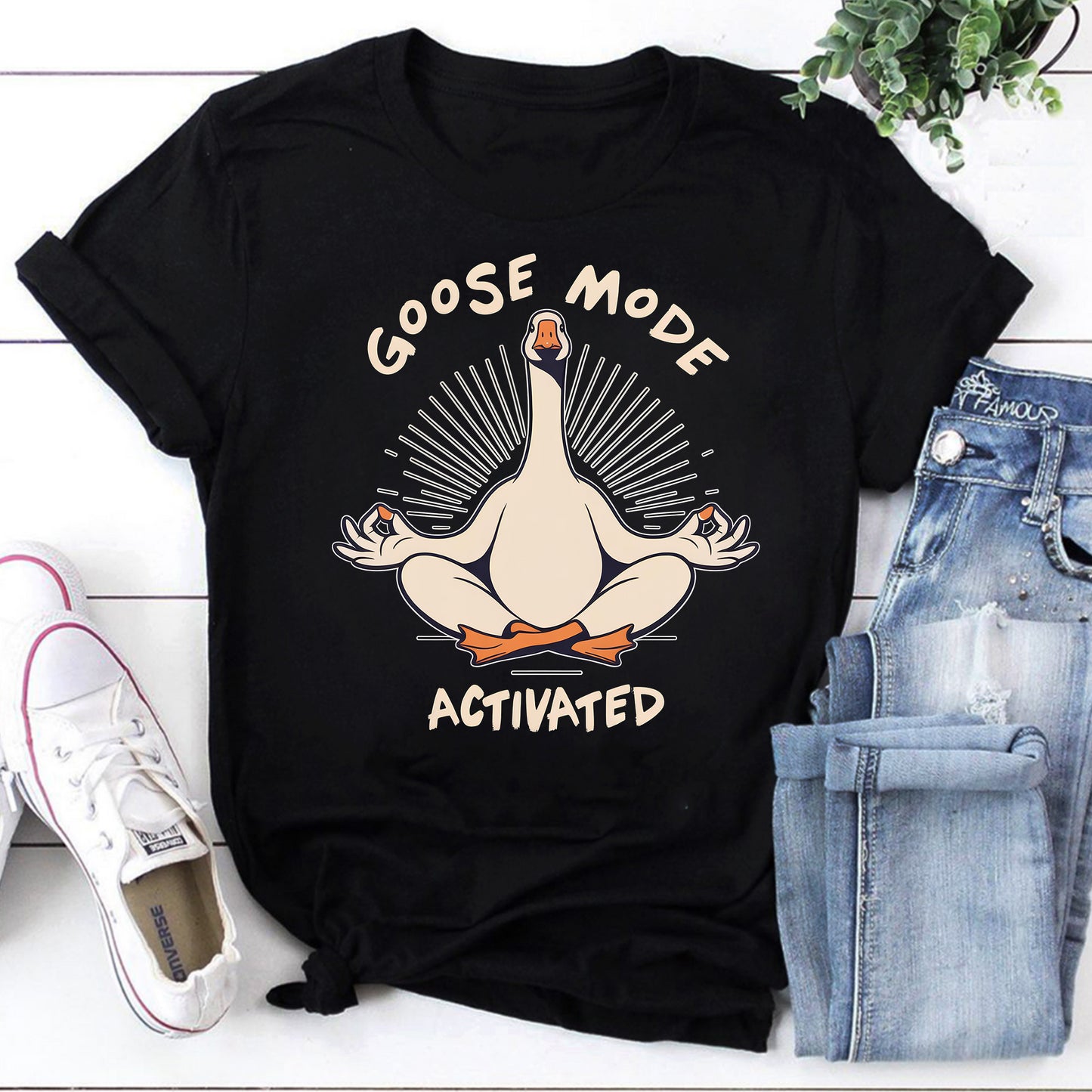 Goose Mode Activated Funny Zen Goose T-Shirt Relaxation Tee