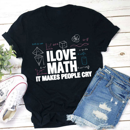 I Love Math Funny Graphic T-Shirt Cute Math Lover Tee