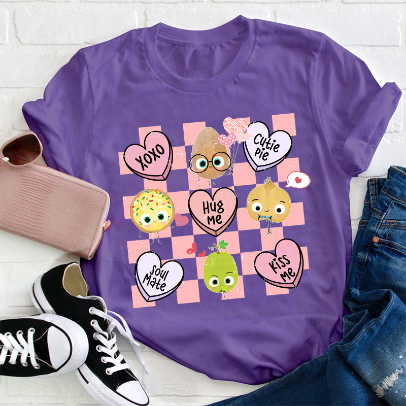 Cute Veggie Hearts Valentine's Day T-Shirt - XOXO Hug Me Kiss Me