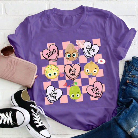 Cute Veggie Hearts Valentine's Day T-Shirt - XOXO Hug Me Kiss Me