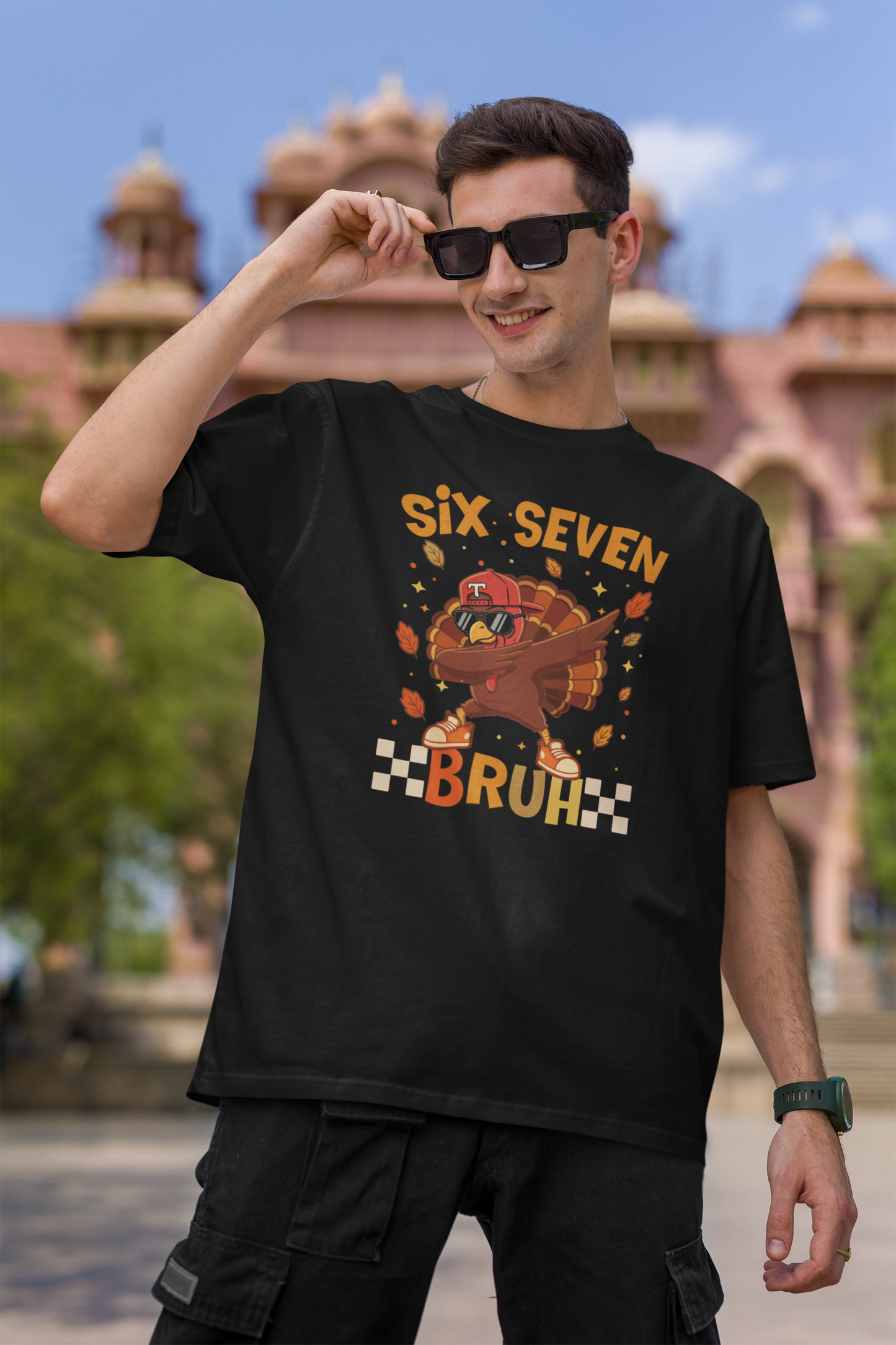 Six Seven Bruh Dab Turkey Thanksgiving Graphic Tee