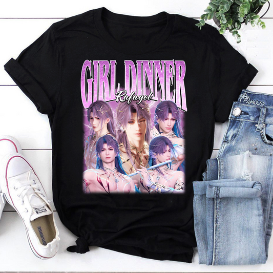Girl Dinner Rafayel Shirt Anime Graphic Tee Black