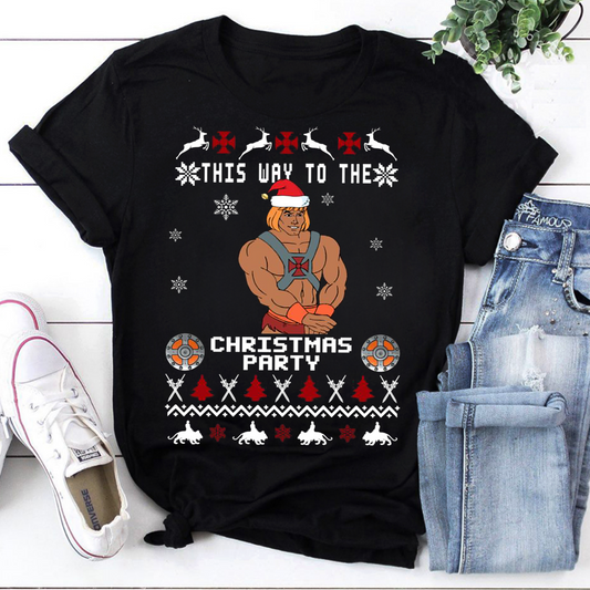 This Way to the Christmas Party He-Man Ugly Holiday Shirt