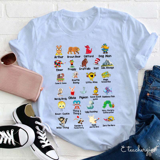 Classic Children's Book Characters T-Shirt | Arthur, Clifford, Dog Man & More