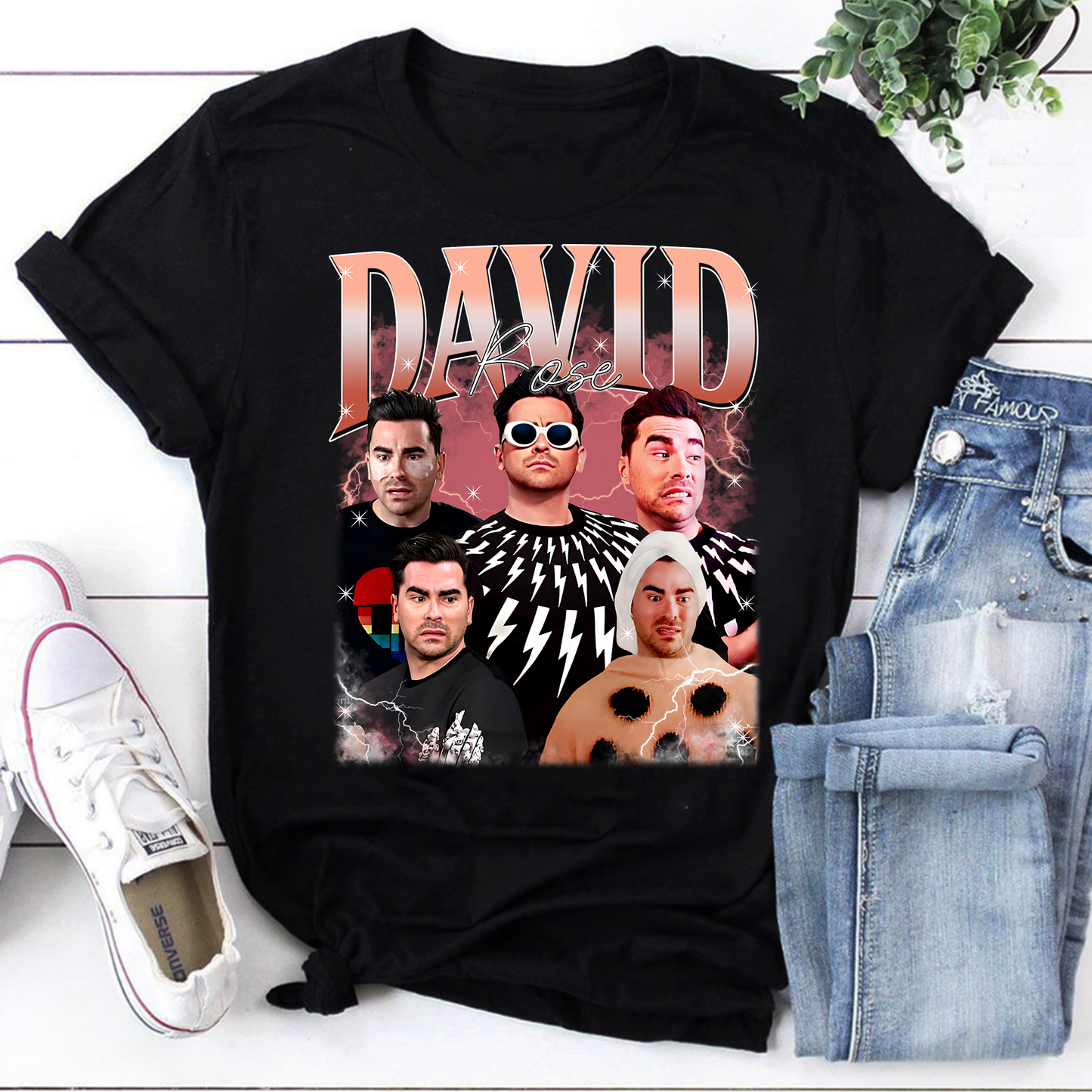 David Rose Schitt's Creek Collage T-Shirt - Funny TV Show Fan Tee