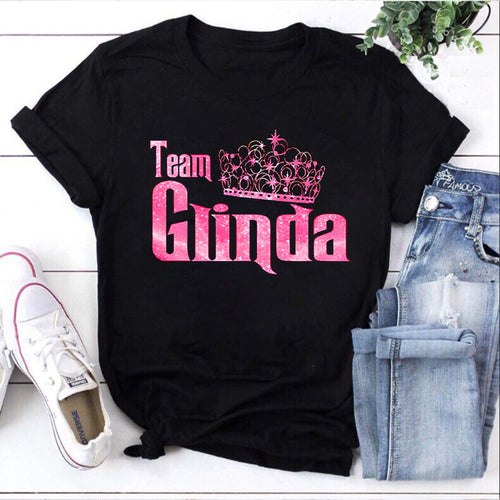 Team Glinda Pink Glitter Crown T-Shirt for Fans of The Wizard of Oz
