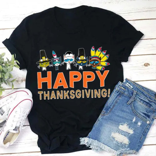 Funny Thanksgiving Cats Shirt – Happy Thanksgiving Graphic Tee for Turkey Day