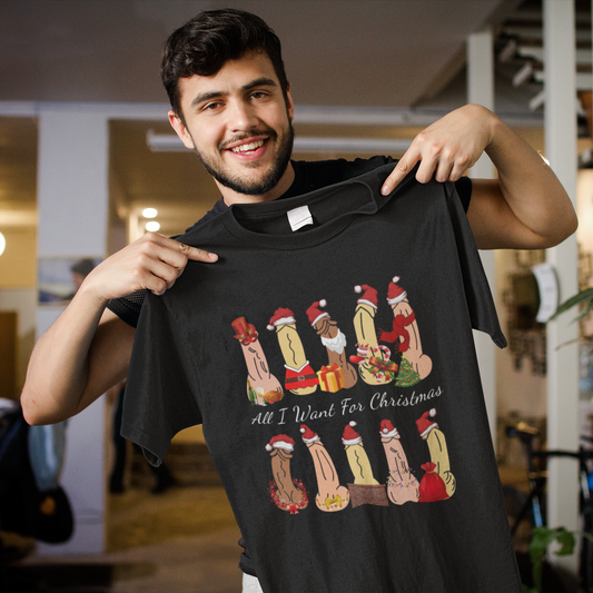 Funny Christmas Penis Shirt - All I Want For Christmas Penis Holiday Tee