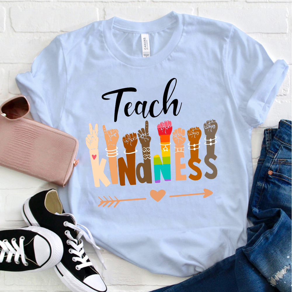 Teach Kindness ASL Sign Language Diversity T-Shirt - Inclusive Love Tee