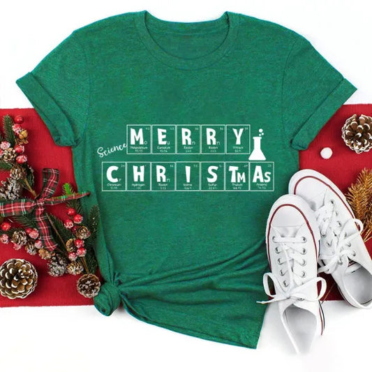 Science Merry Christmas Shirt - Chemistry Holiday Tee with Periodic Table Design