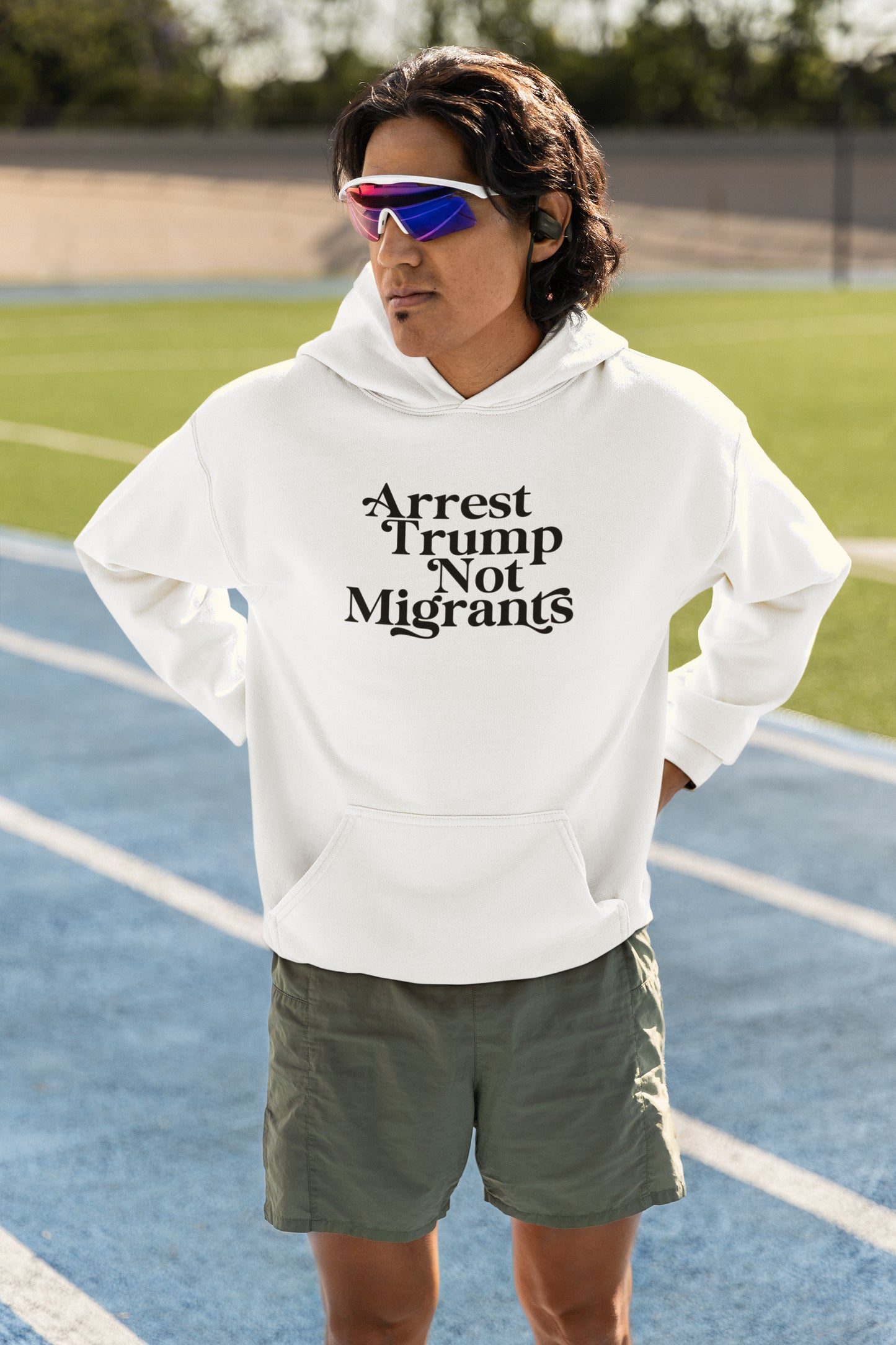 Arrest Trump Not Migrants Hoodie | Political Statement Sweatshirt