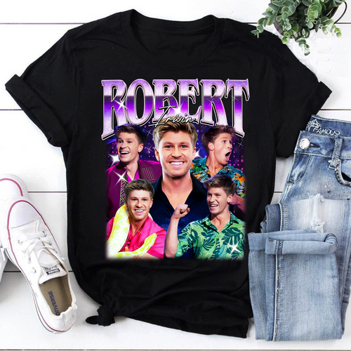 Robert Irwin Graphic T-Shirt - Cool Portrait Collage Tee for Fans
