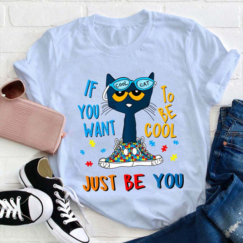 If You Want To Be Cool Just Be You Cat Graphic Tee with Puzzle Sneakers